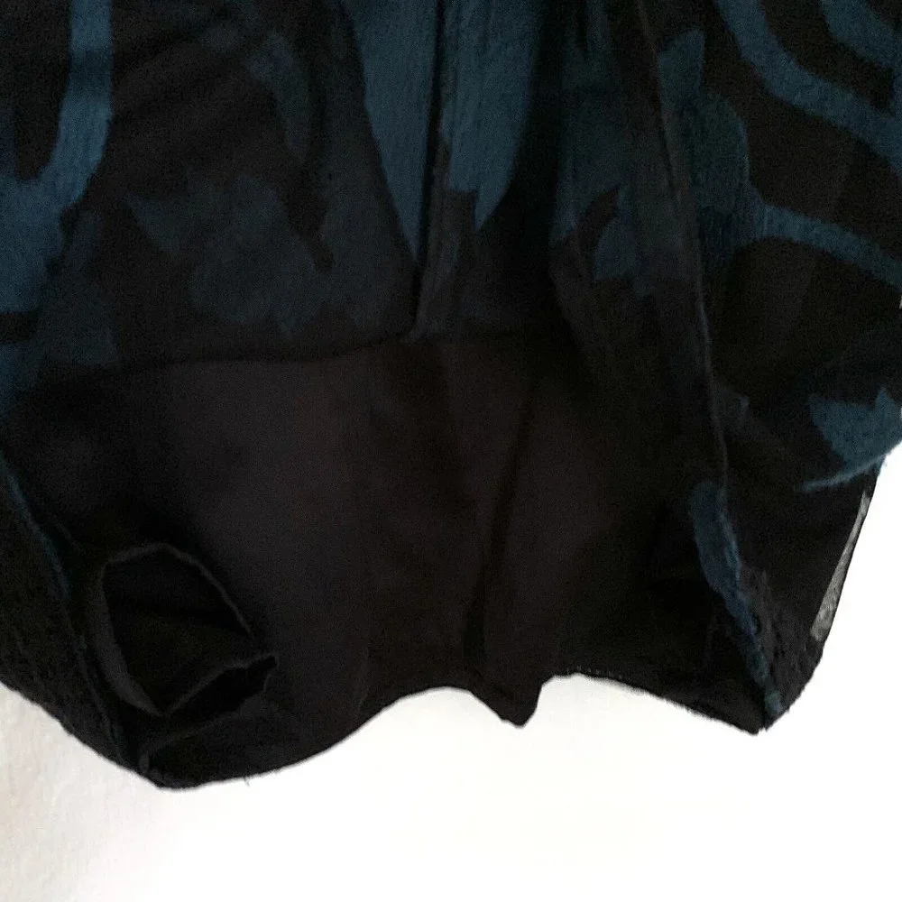 Tahari Arthur S. Levine Dress Black Blue Floral Embroidered Mesh - Picture 9 of 9